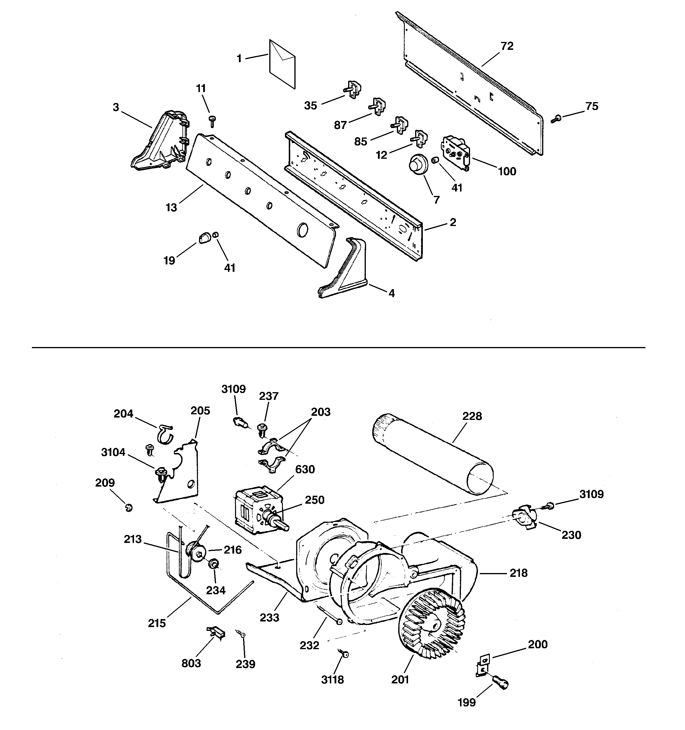 BACKSPLASH, BLOWER & MOTOR