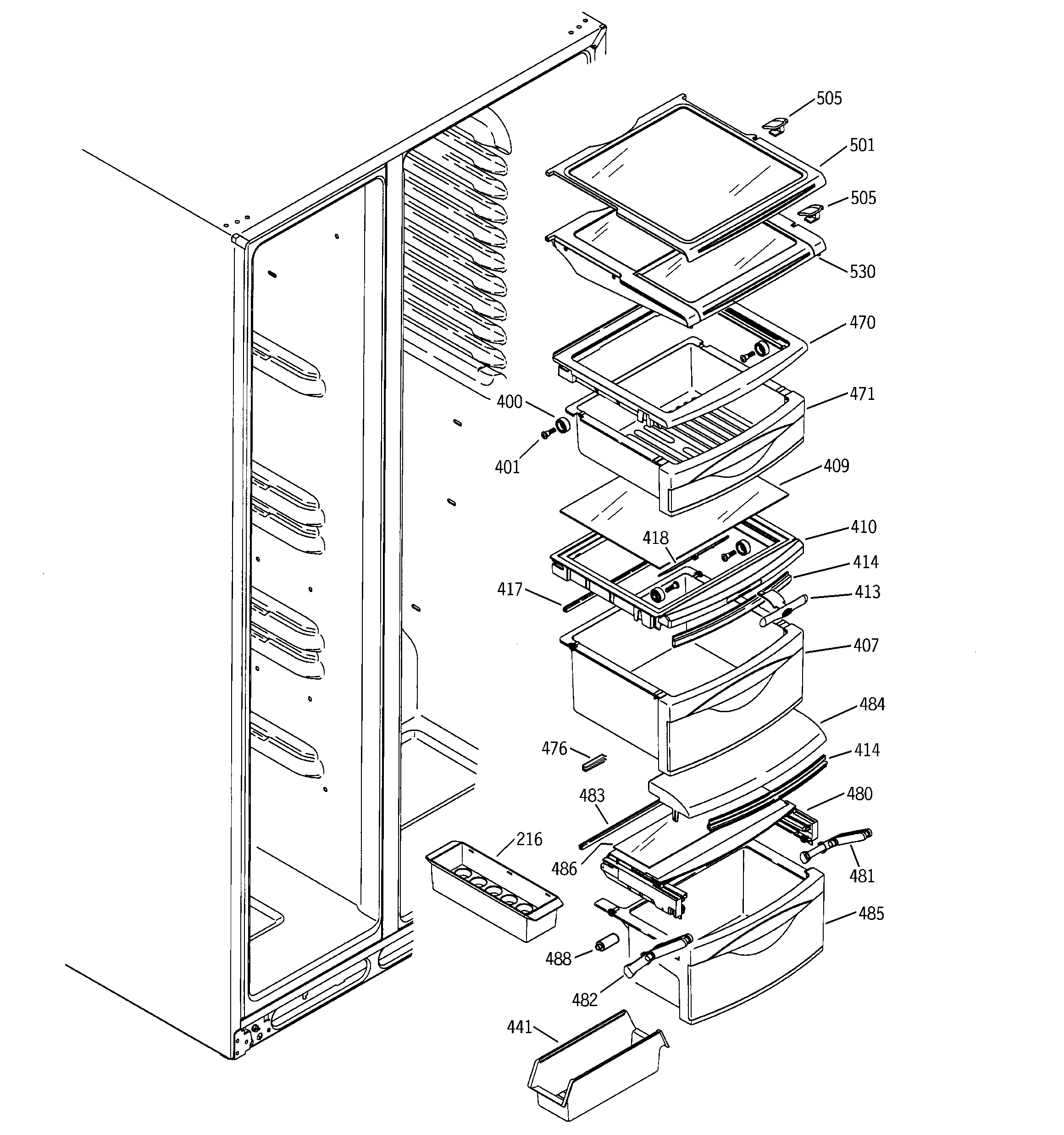 Fresh food shelves