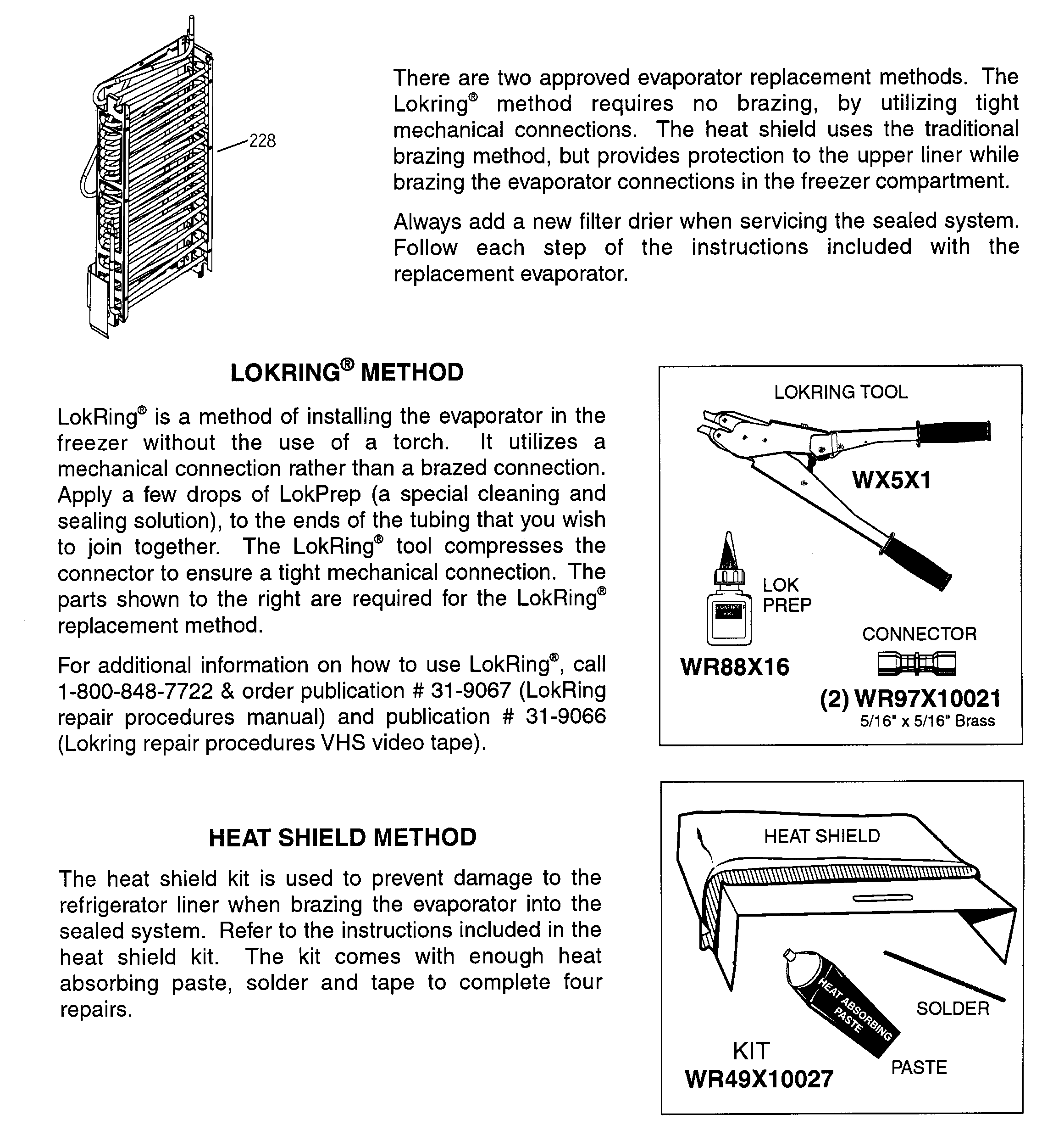 Evaporator instructions