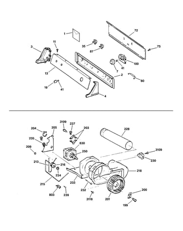 Backsplash, blower & drive assembly