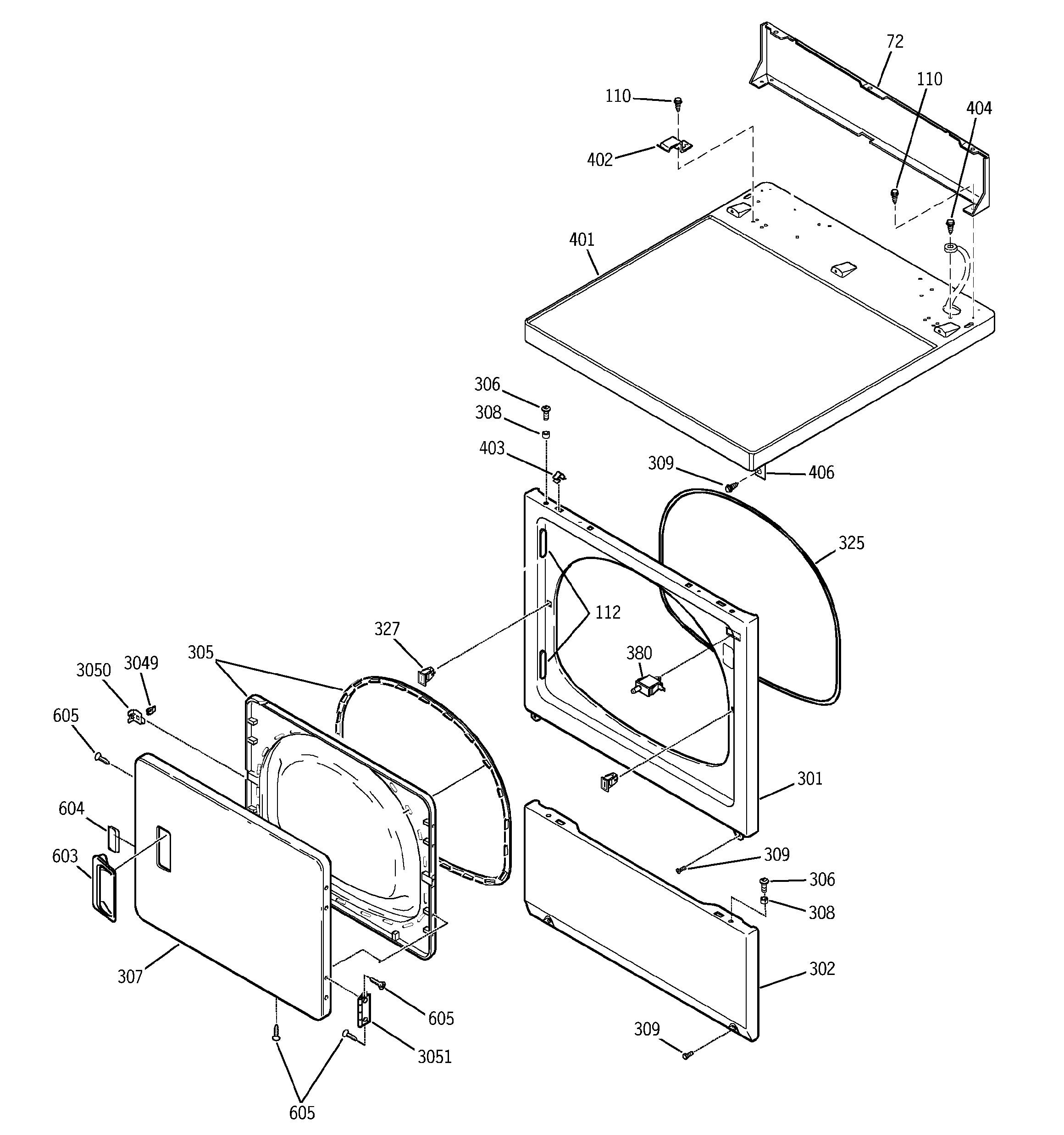 Door, front, access & top panel