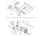 GE DPXQ473ET5WW backsplash, blower & motor assembly diagram