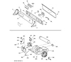 GE DPXQ473ET6AA backsplash, blower & motor assembly diagram