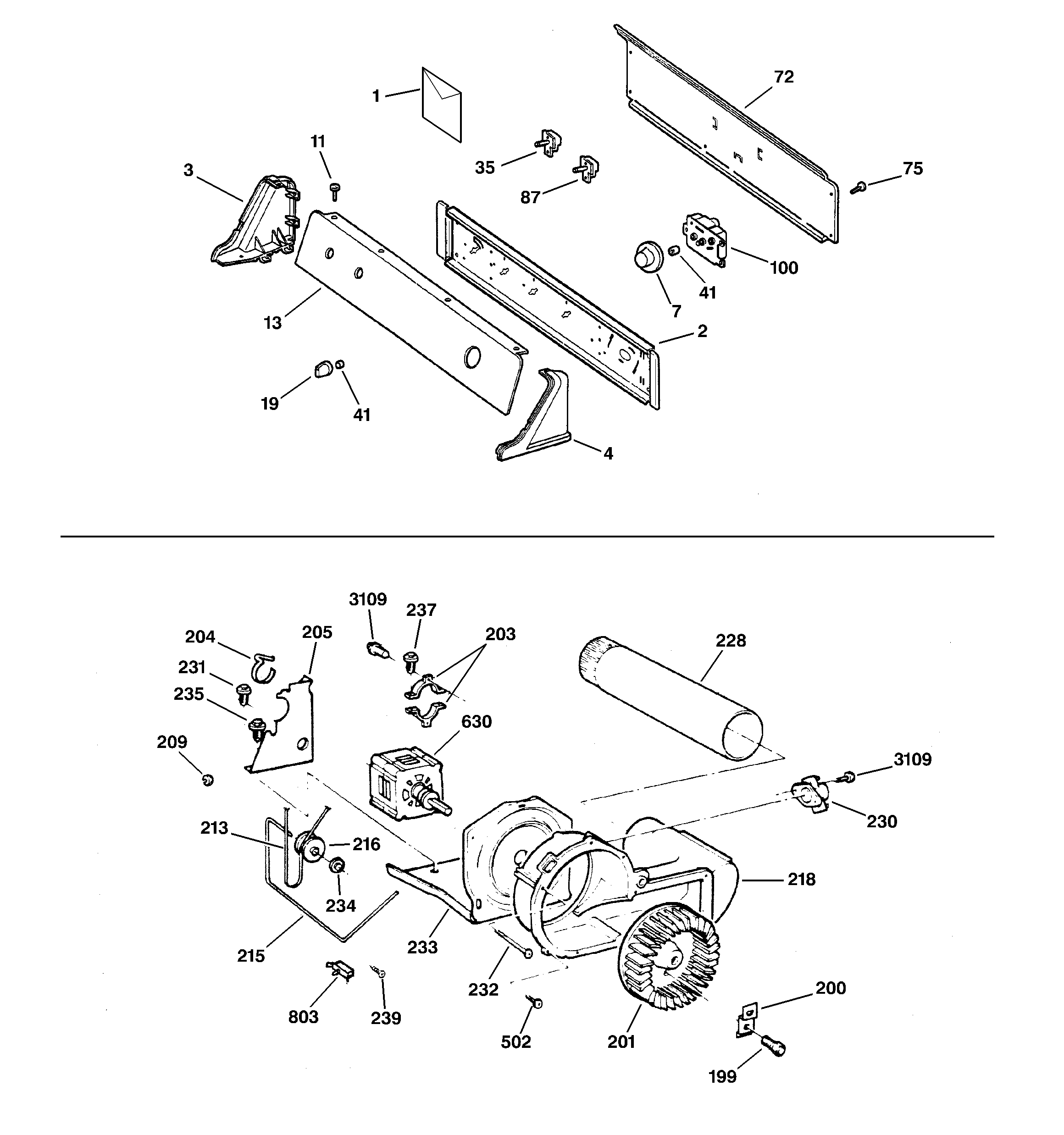 BACKSPLASH, BLOWER & MOTOR ASSEMBLY