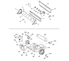 GE DWXR483EB0WW backsplash, blower & motor assembly diagram