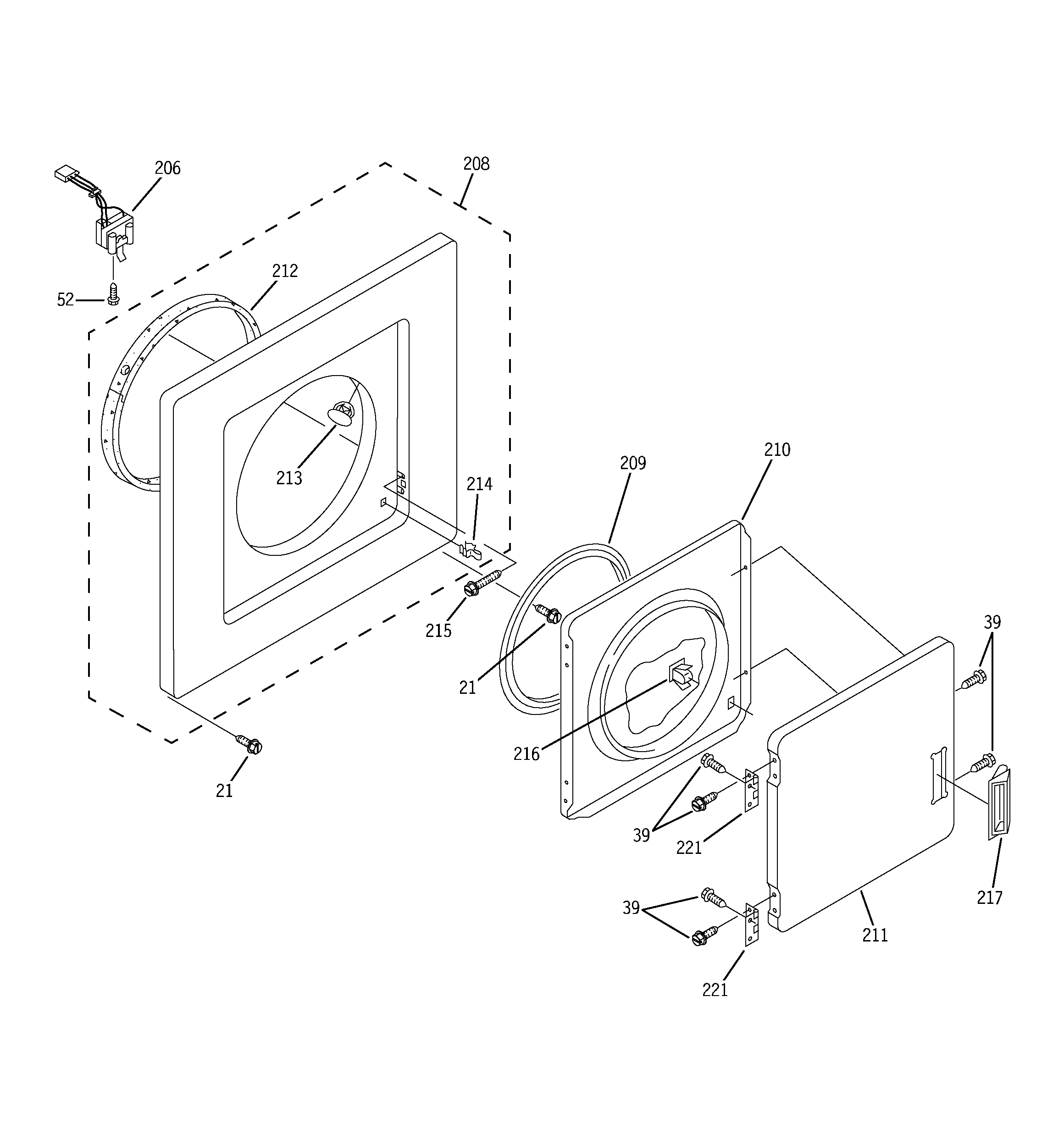 Dryer front panel & door
