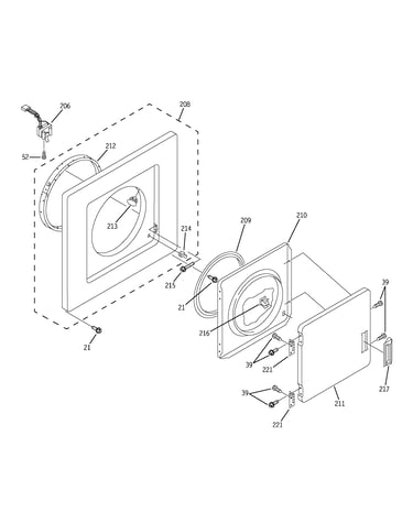 Dryer front panel & door