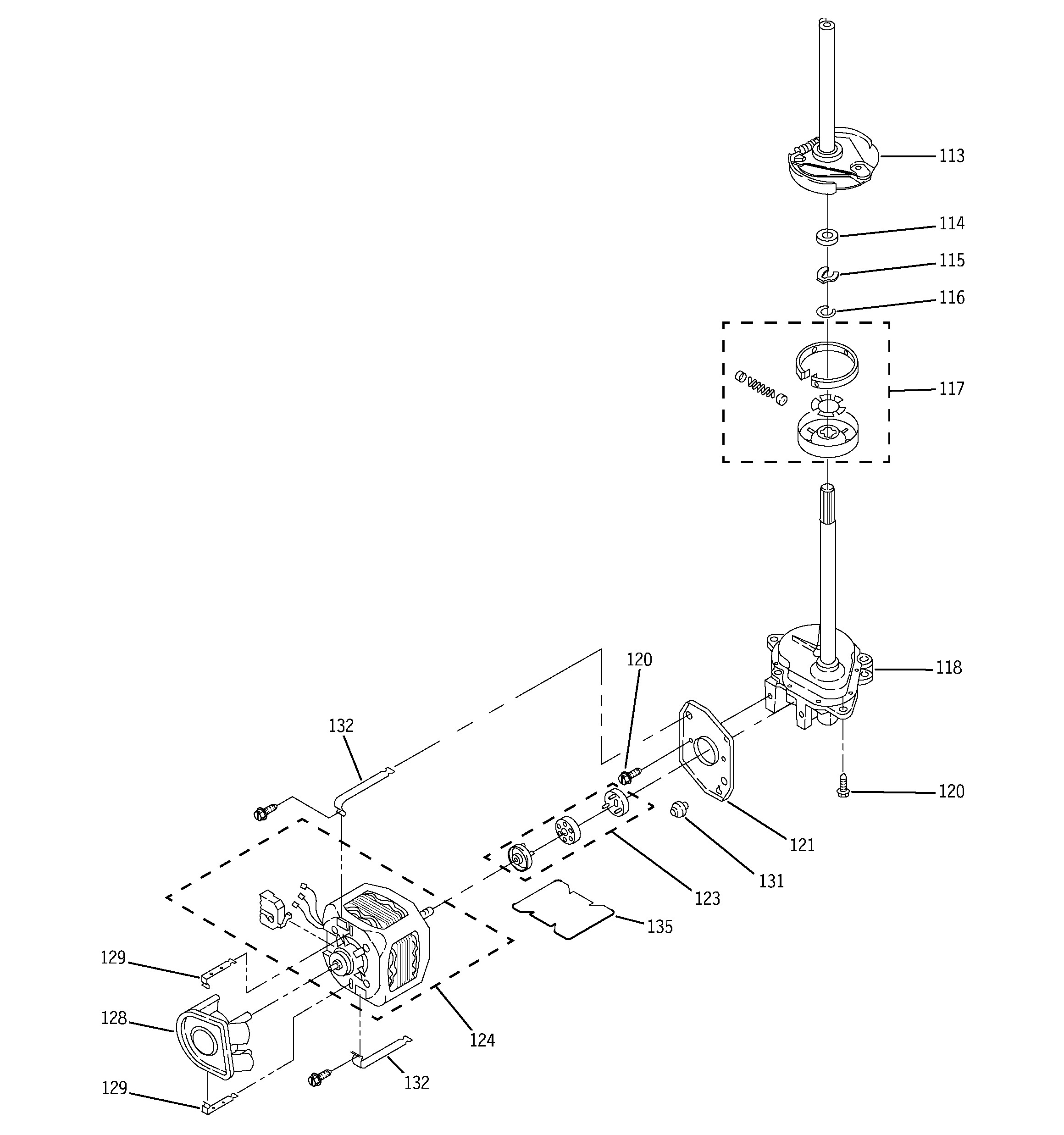 Brake, clutch, gearcase, motor & pu
