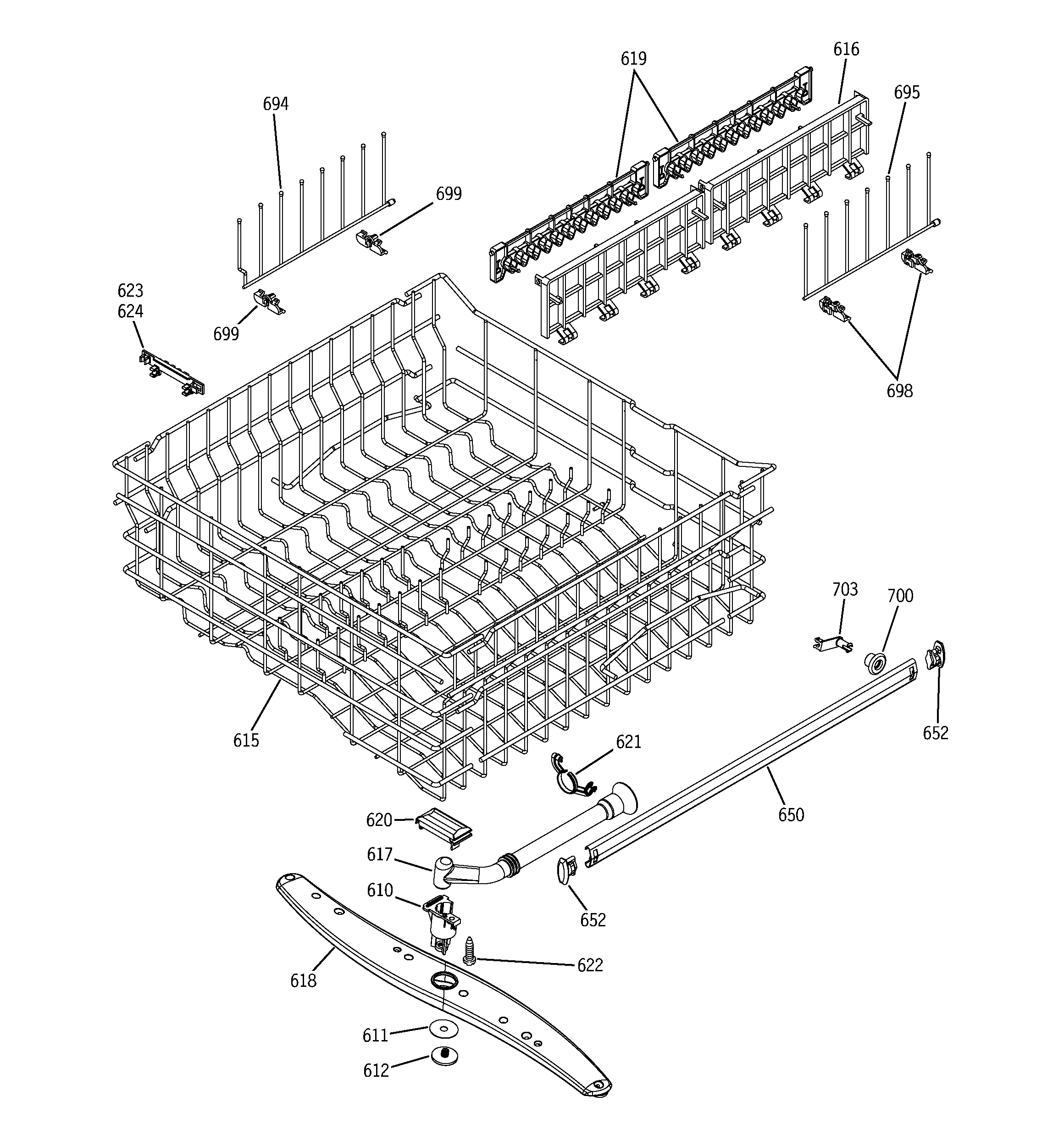 Upper rack assembly