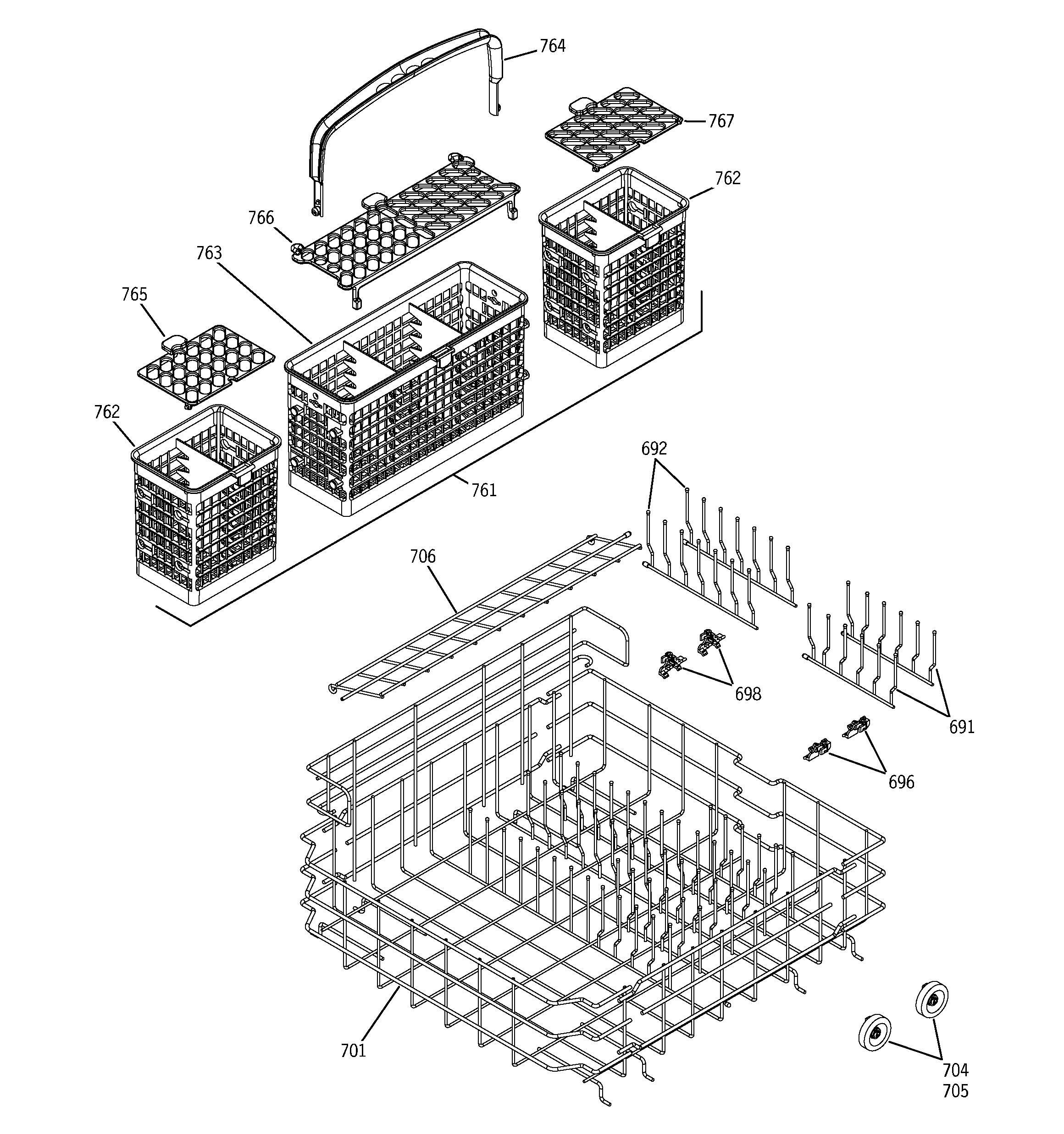 Lower rack assembly