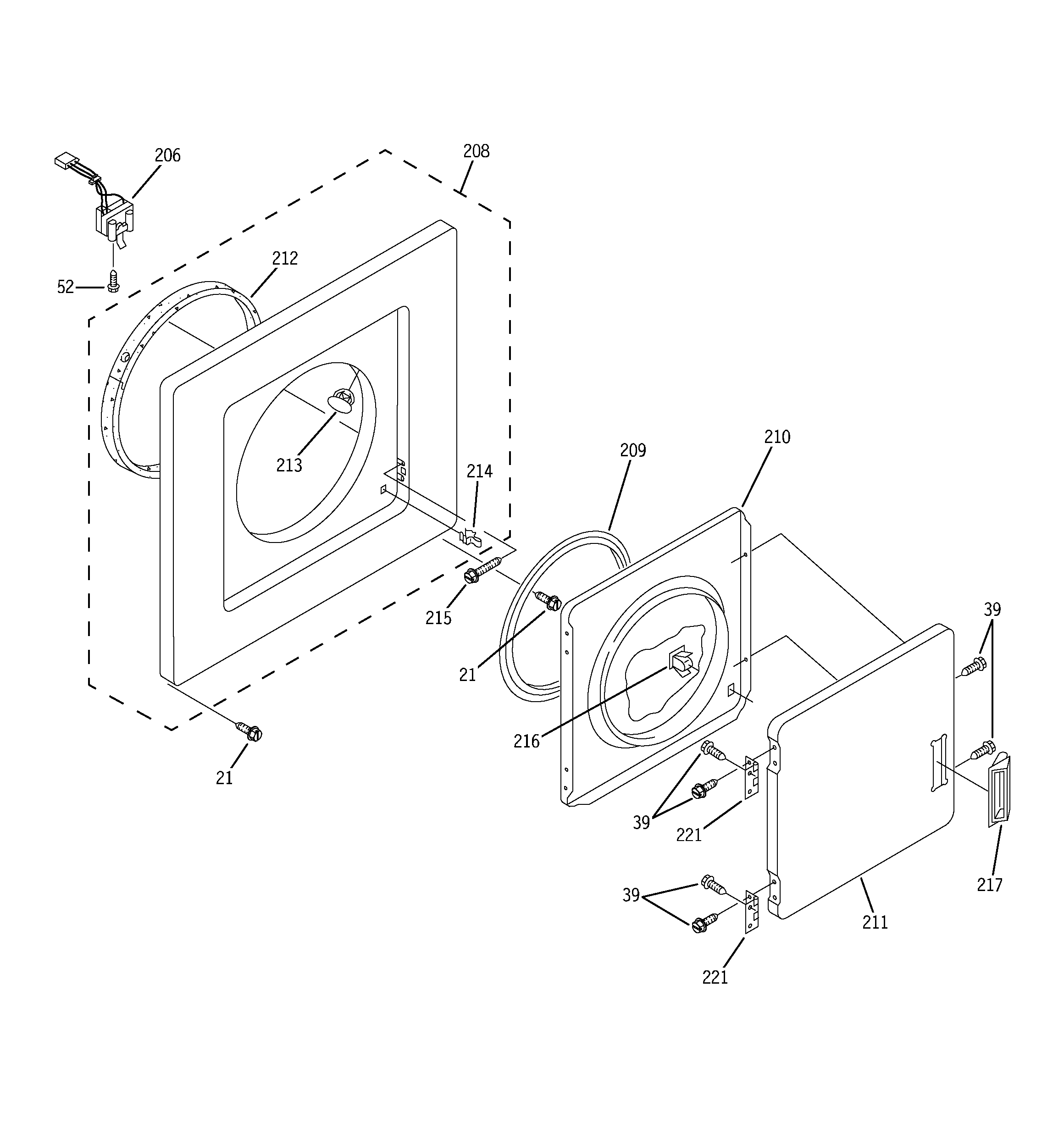 Dryer front panel & door