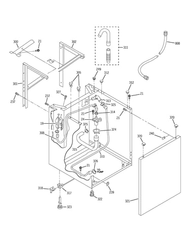Washer cabinet & dryer support