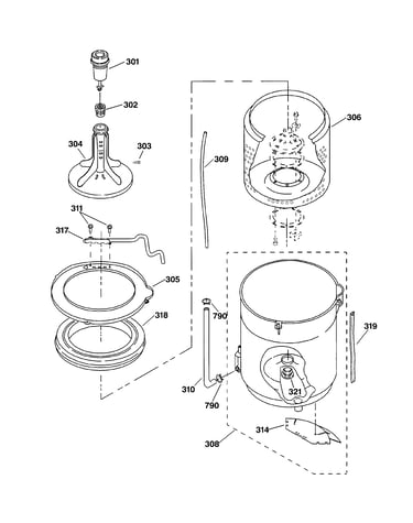 Agitator, basket & tub parts