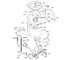GE WSM2781WBWWW washer tub, hoses & motor diagram
