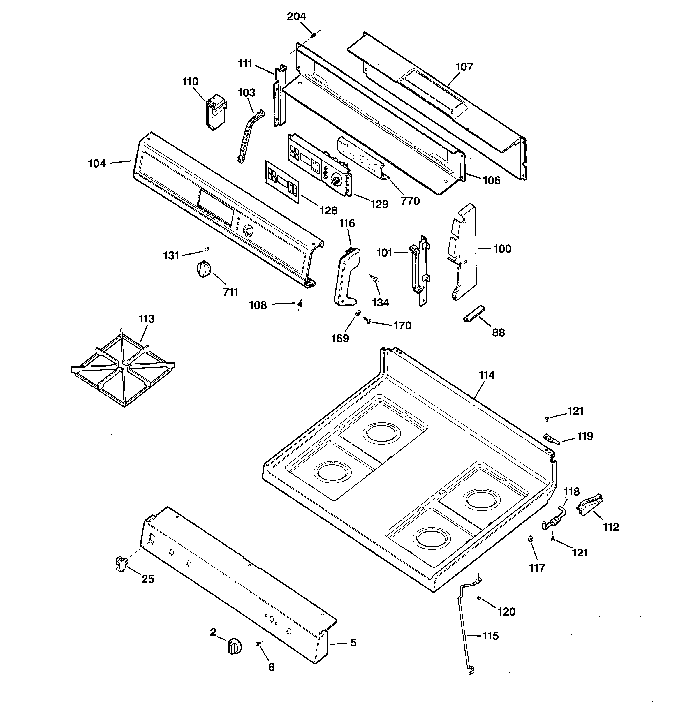 CONTROL PANEL & COOKTOP