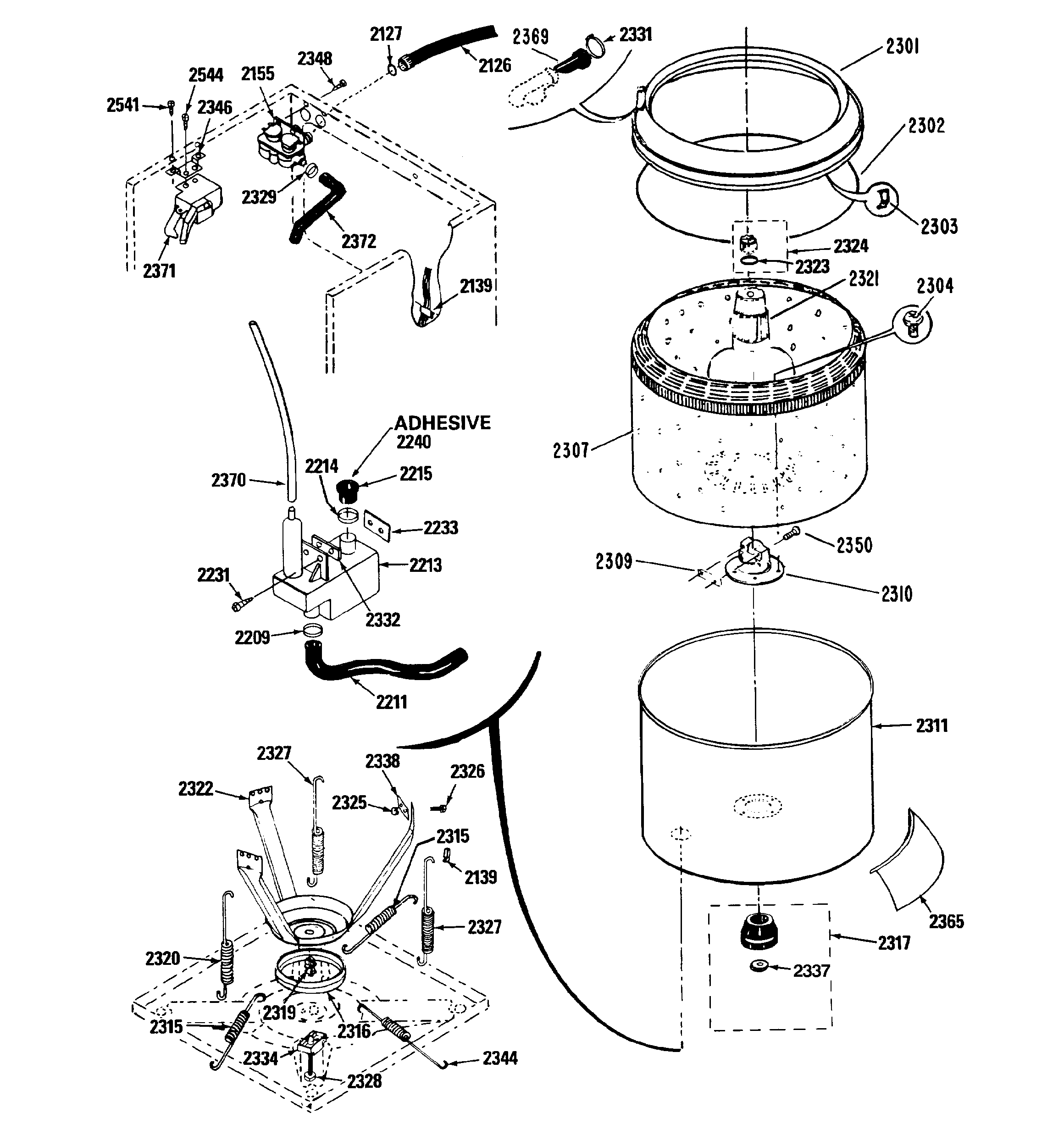 Tub, water valve & lid switch