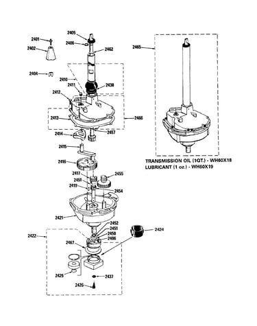 Transmission, water seal & lower be