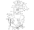 GE WSM2780WCWWW washer tub, hoses & motor diagram