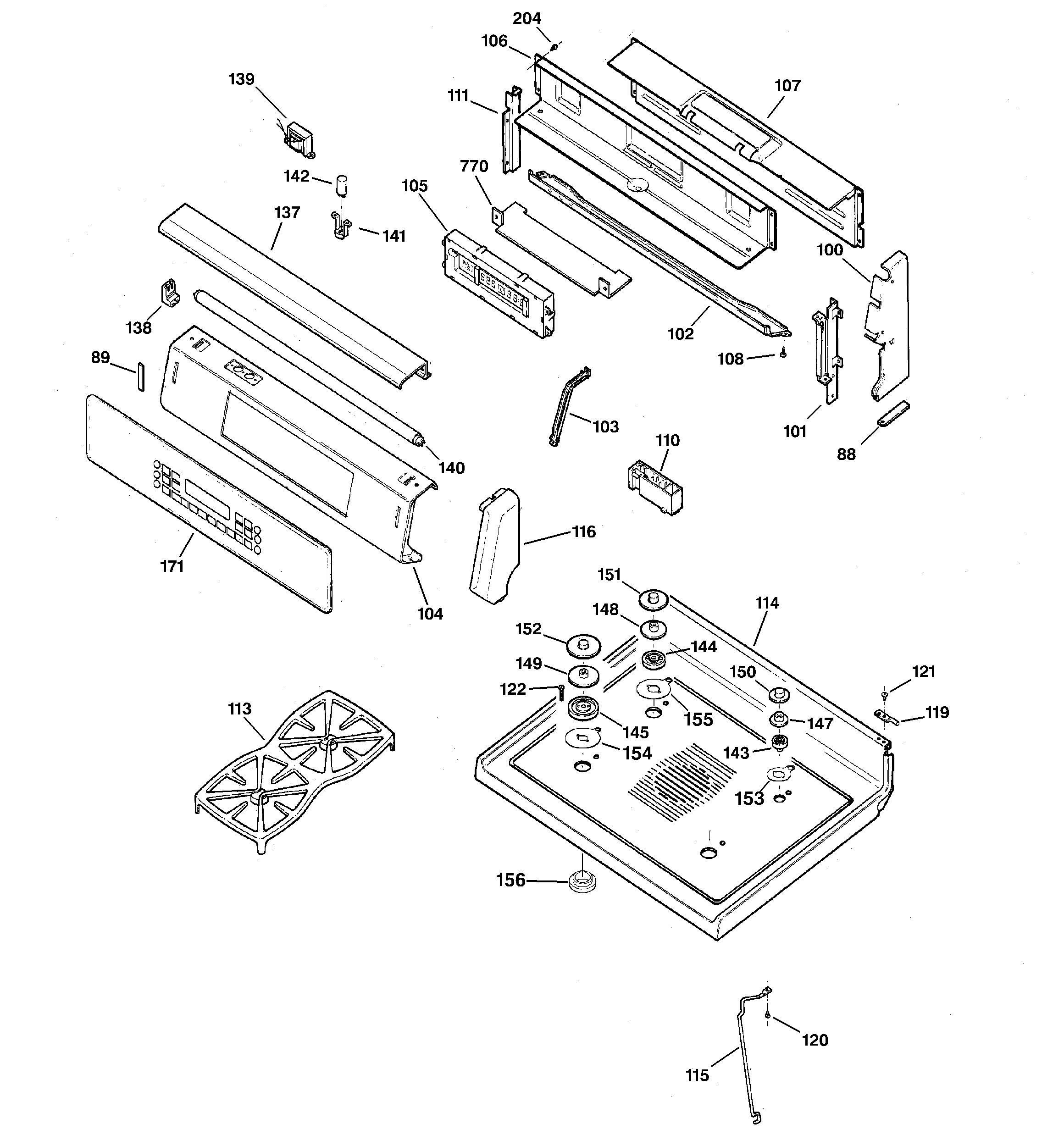 CONTROL PANEL & COOKTOP