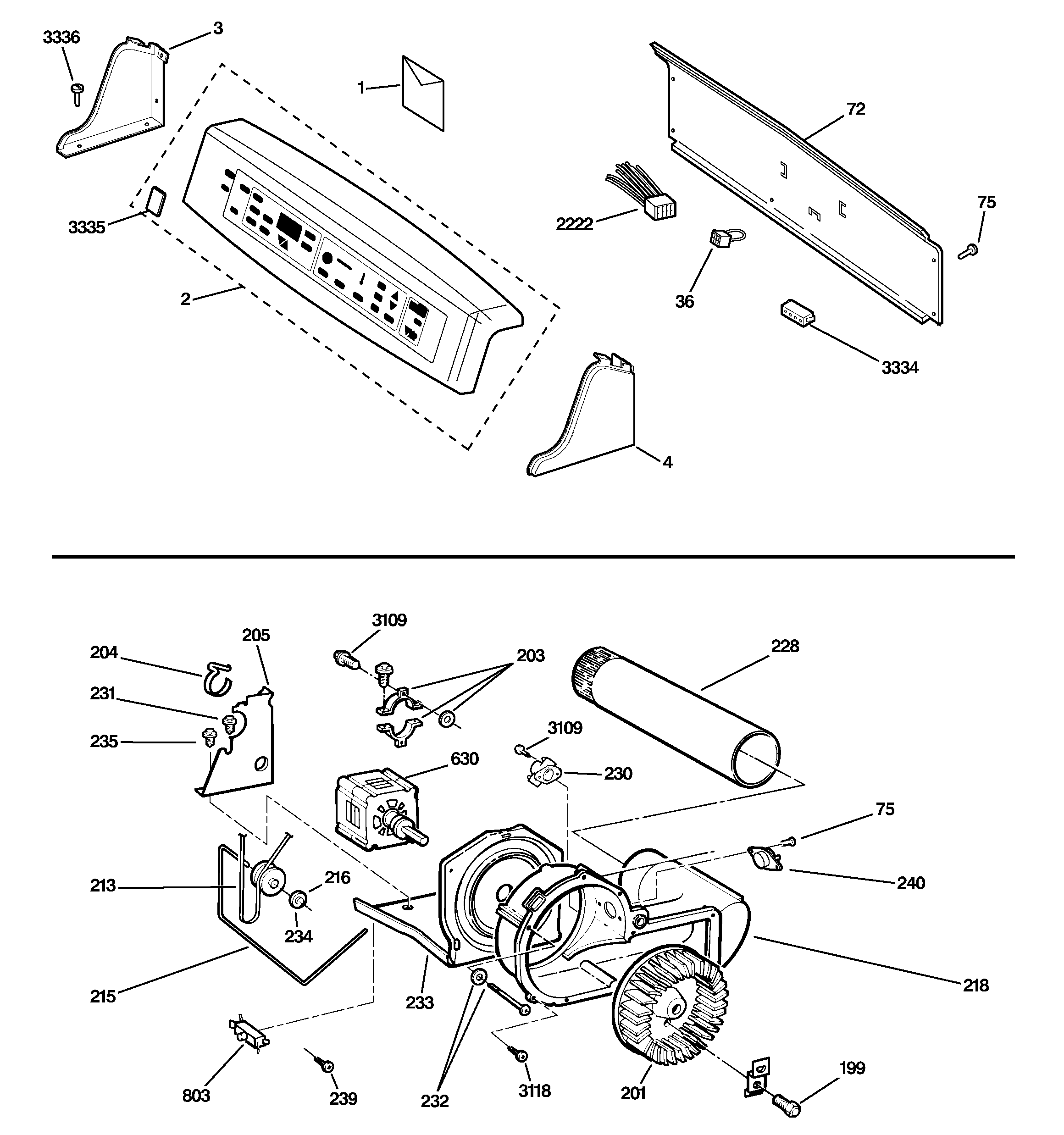 BACKSPLASH, BLOWER & MOTOR