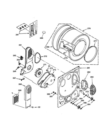 Dryer drum & back panel