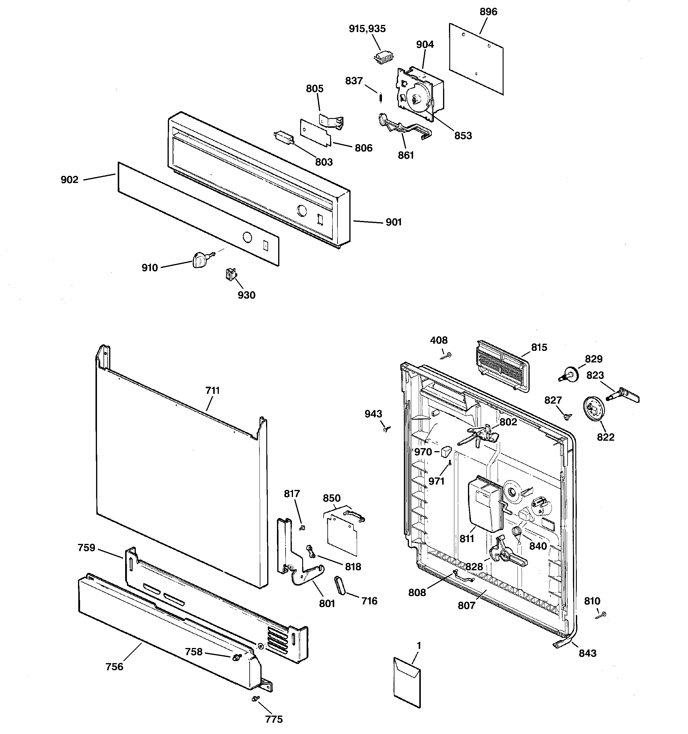Escutcheon & door assembly
