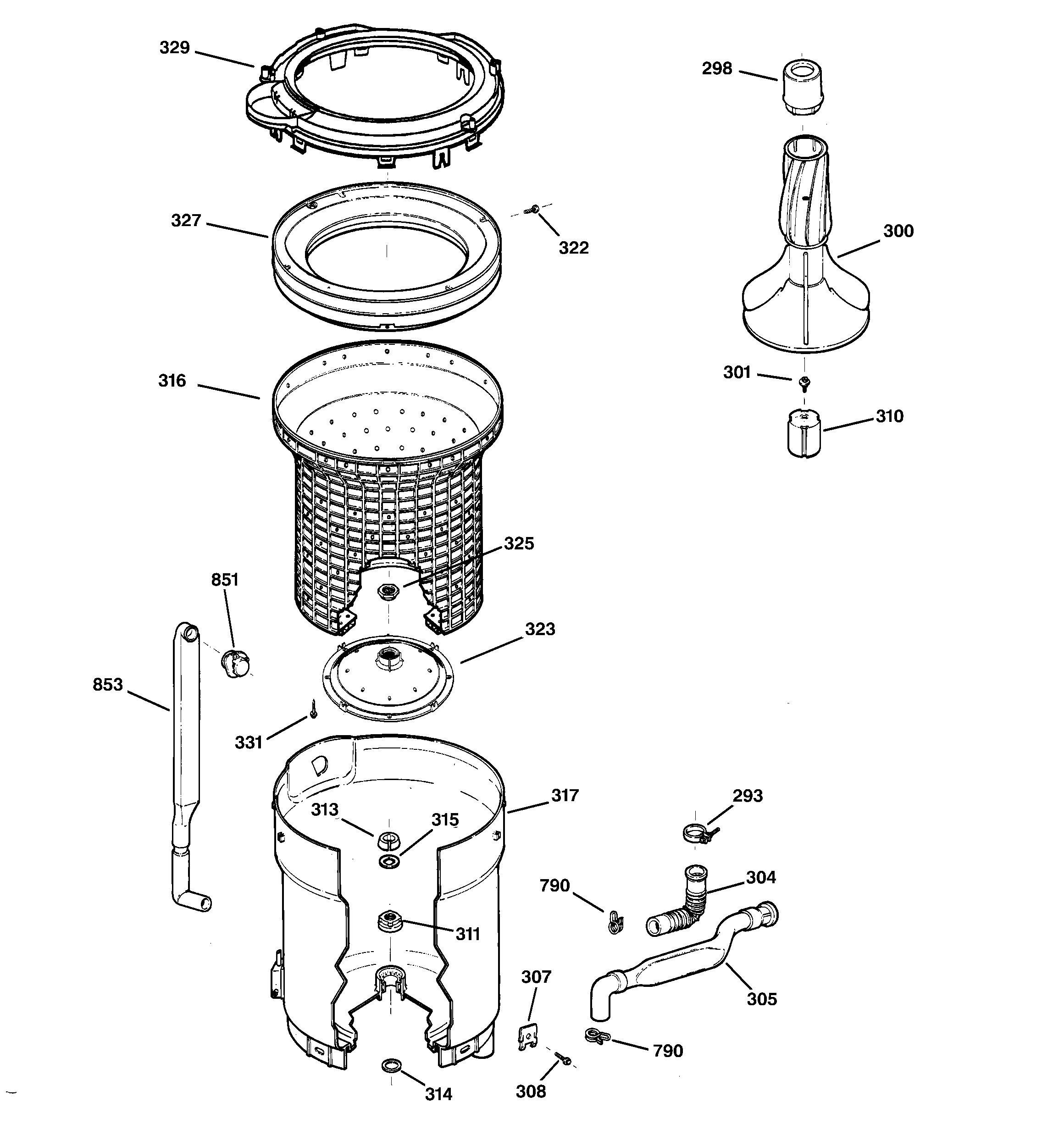 Tub, basket & agitator