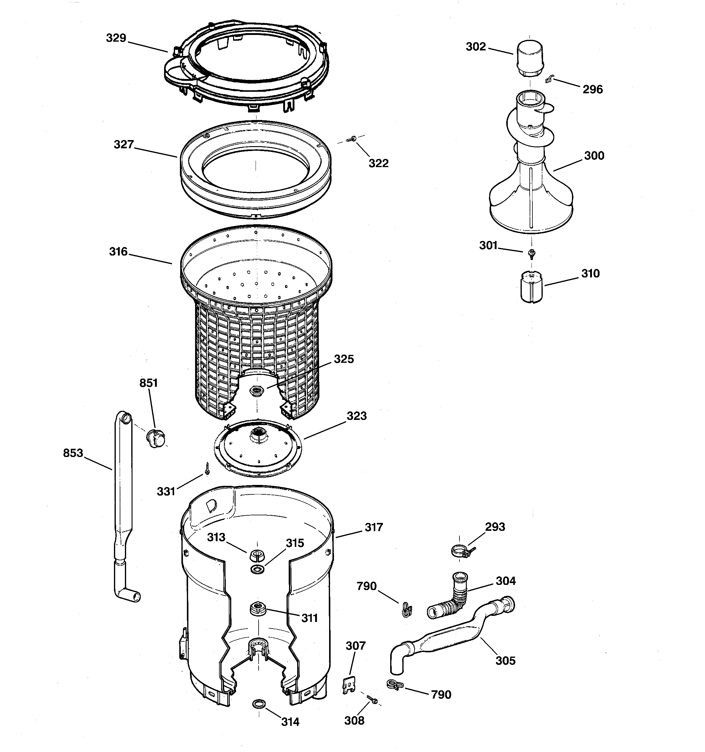 TUB, BASKET & AGITATOR