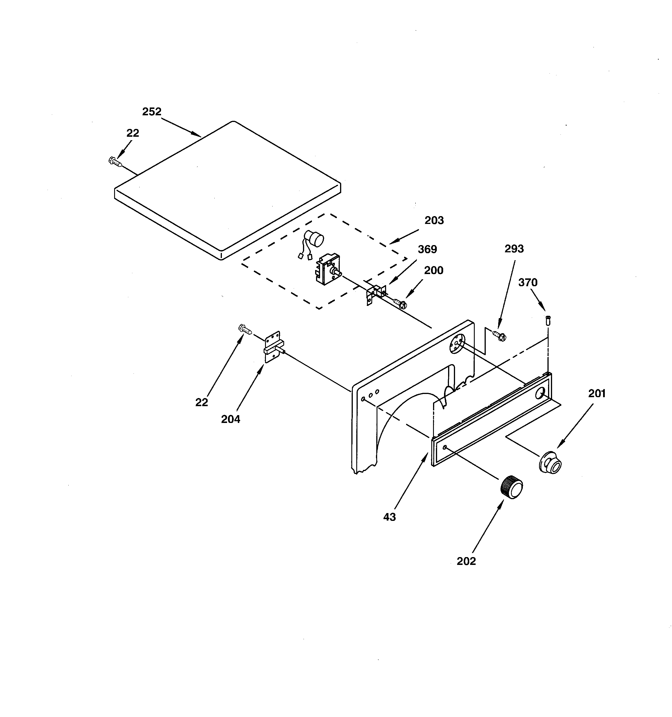 Top & control panel parts