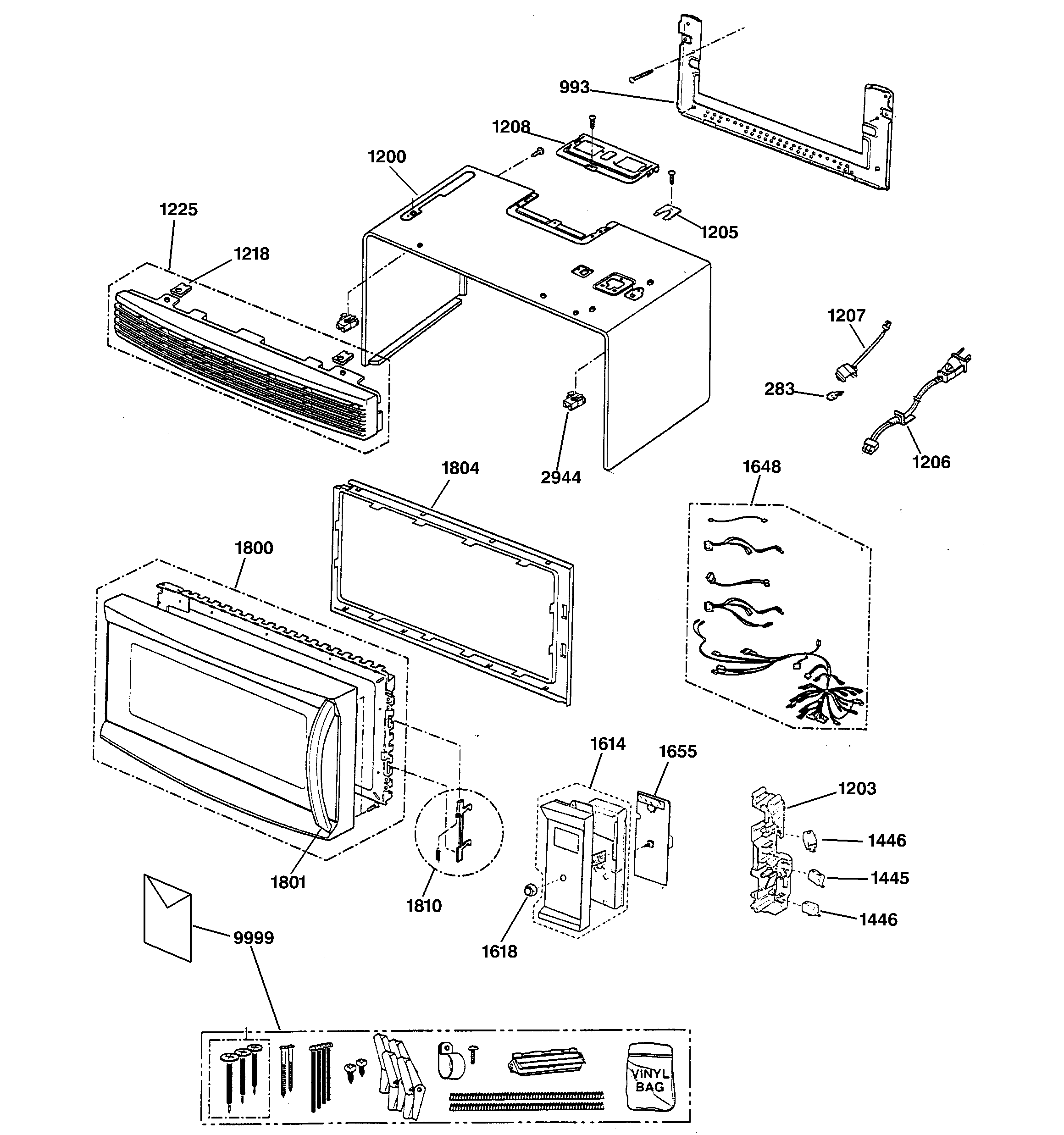 Control panel, door, grille & base