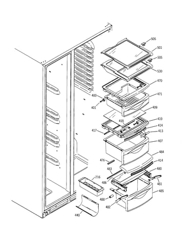 Fresh food shelves