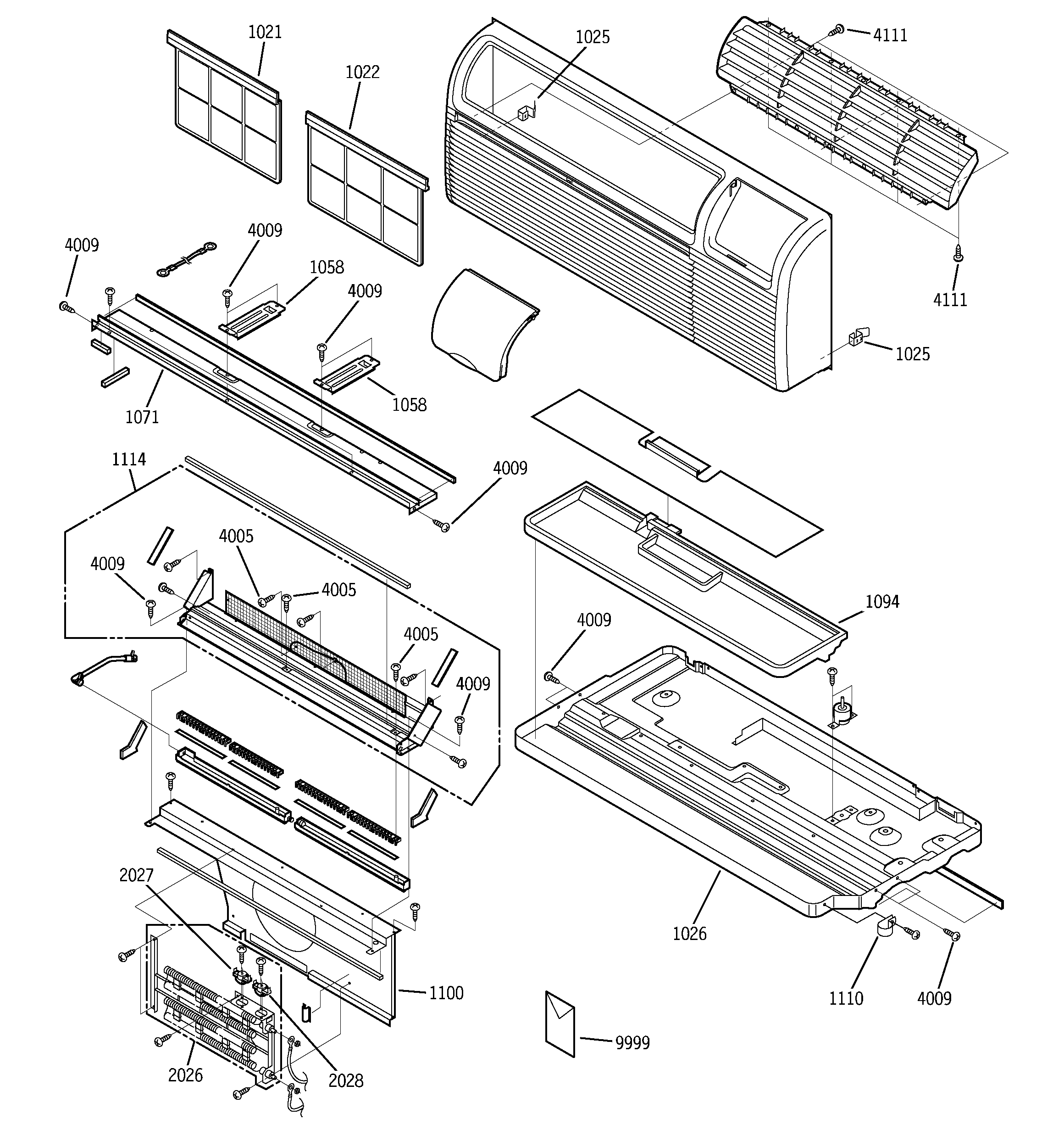Grille, heater & base parts