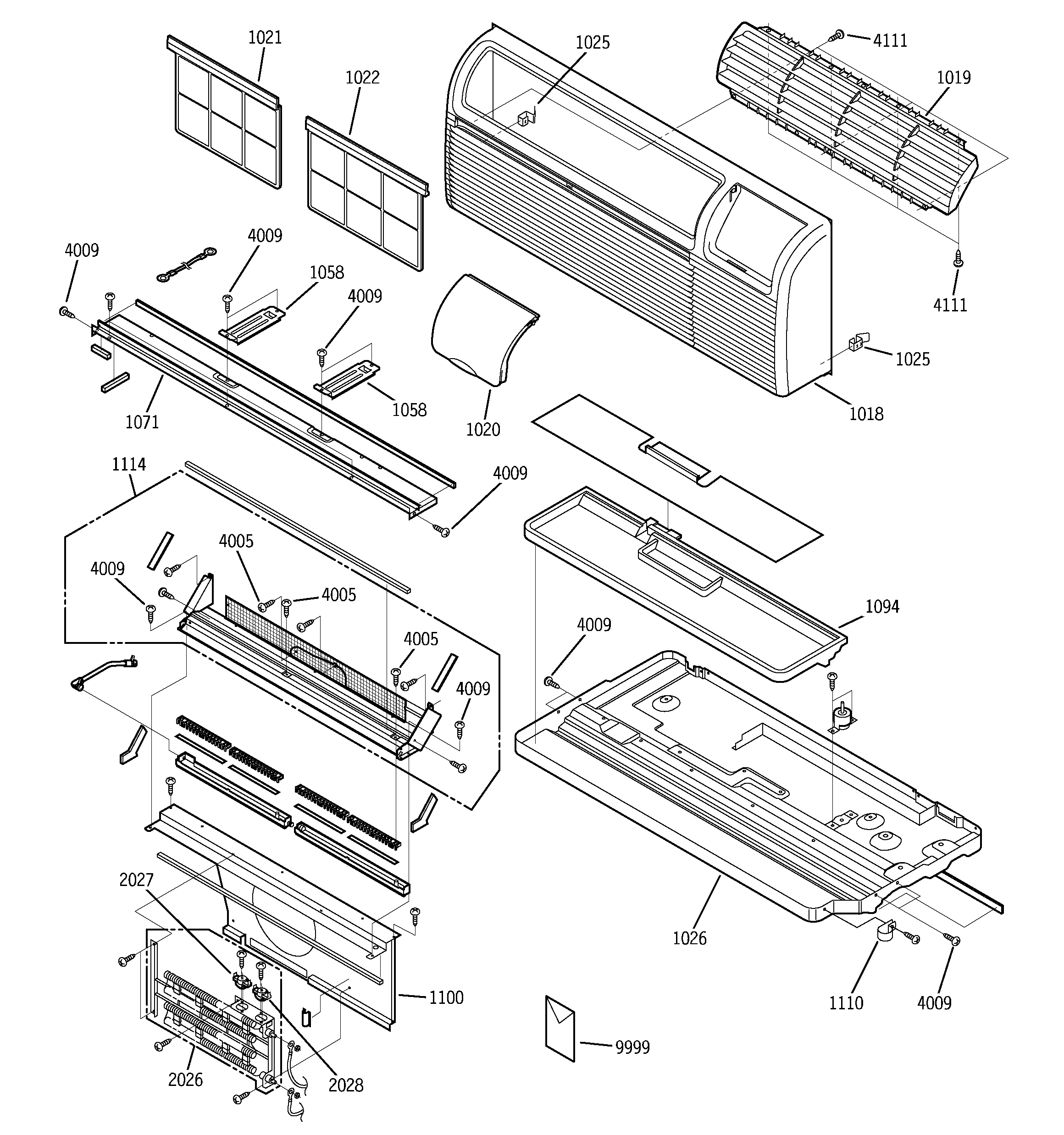 Grille, heater & base parts