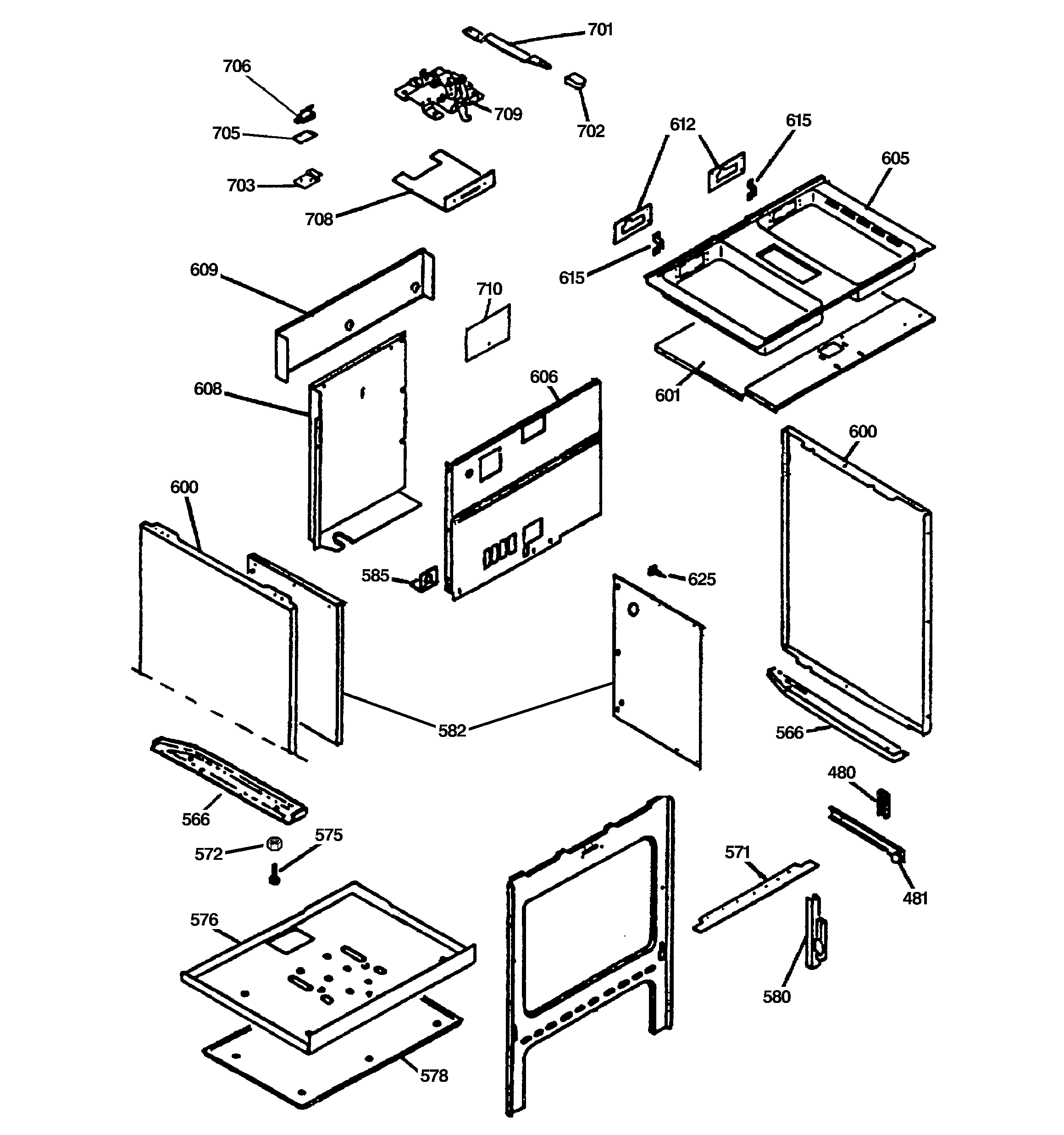 Lower oven cabinet assembly