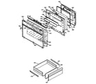 GE JSP69WVWW oven door & drawer parts diagram