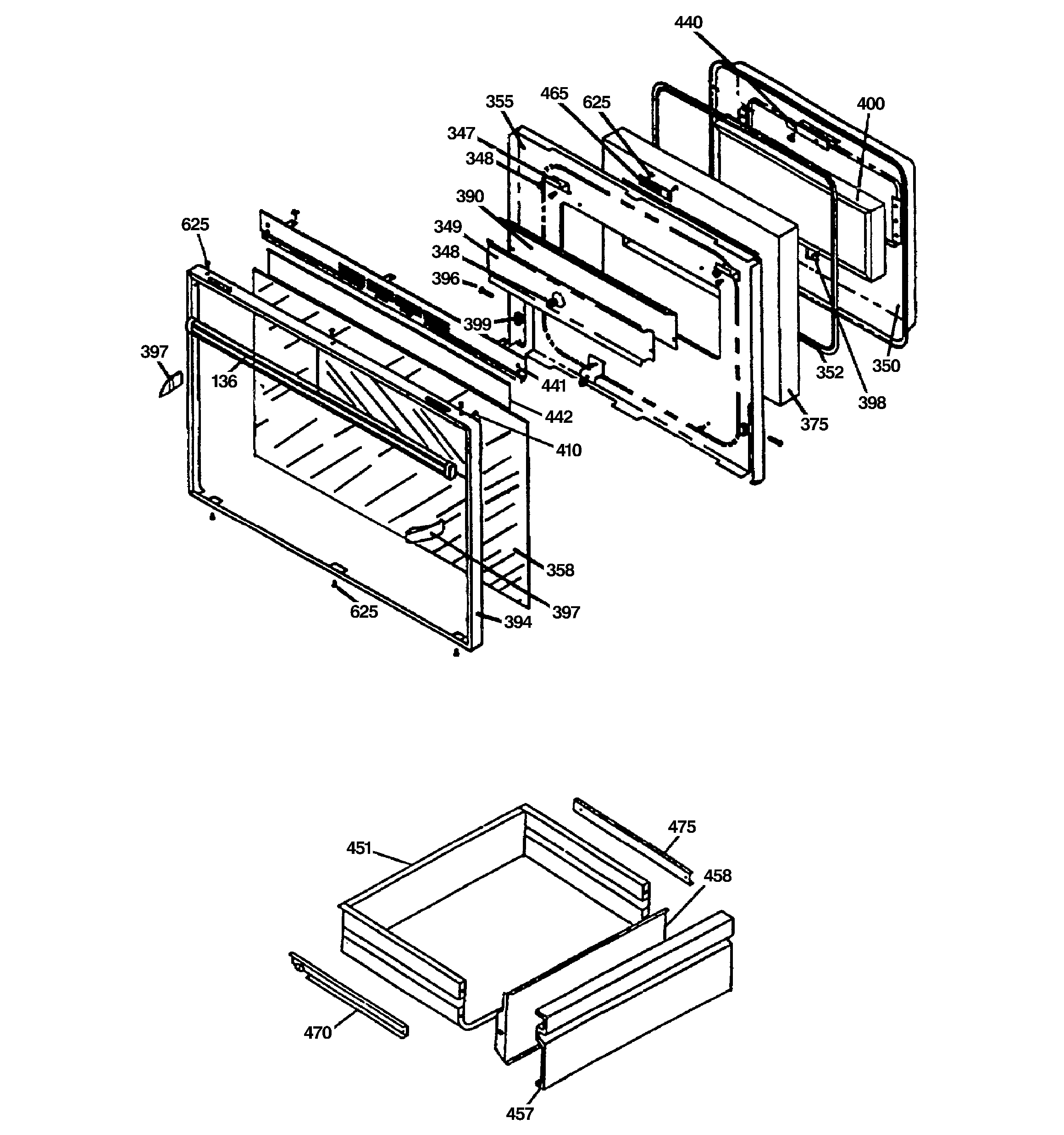 Oven door & drawer parts
