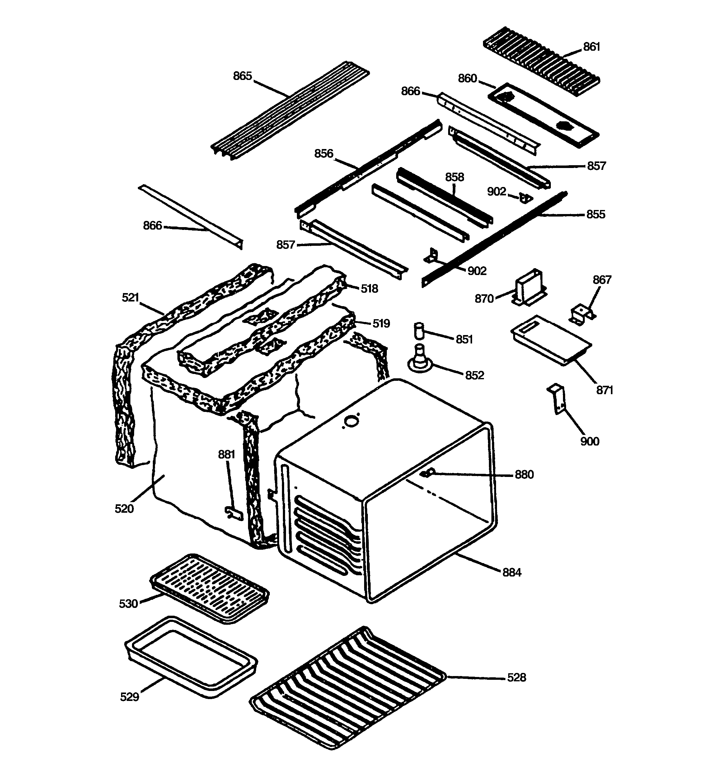 Maintop & oven assembly