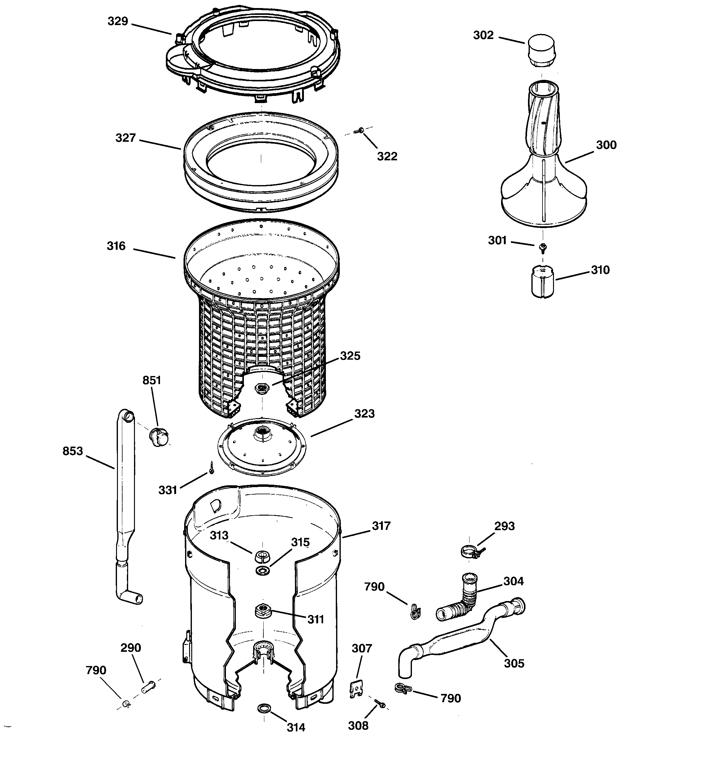 Tub, basket & agitator