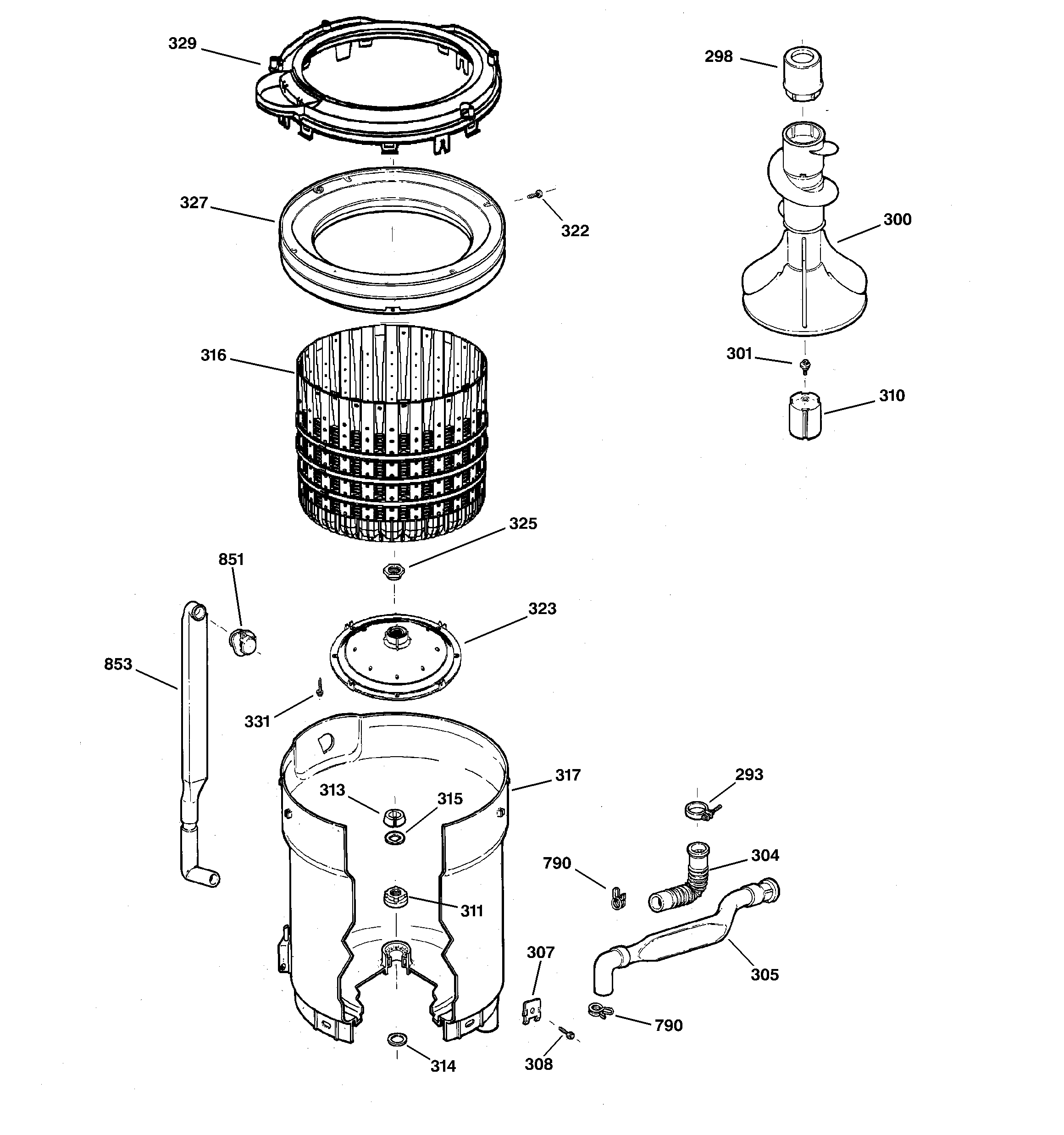 Tub, basket & agitator