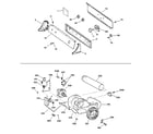GE DBXR463EB1WW backsplash, blower & motor assembly diagram