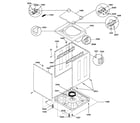 GE WSM2700WBAA washer lower cabinet & top diagram