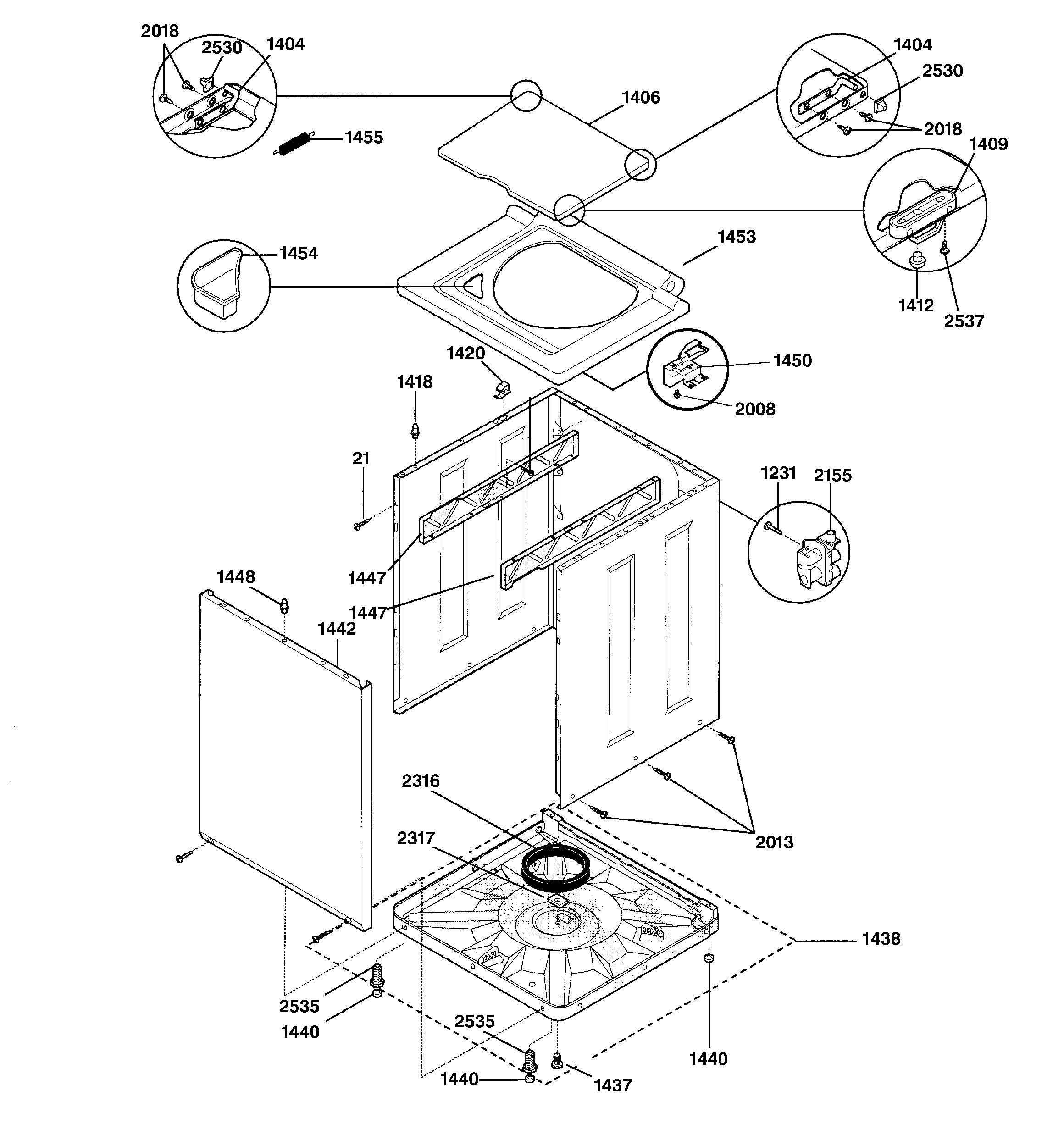 Washer lower cabinet & top