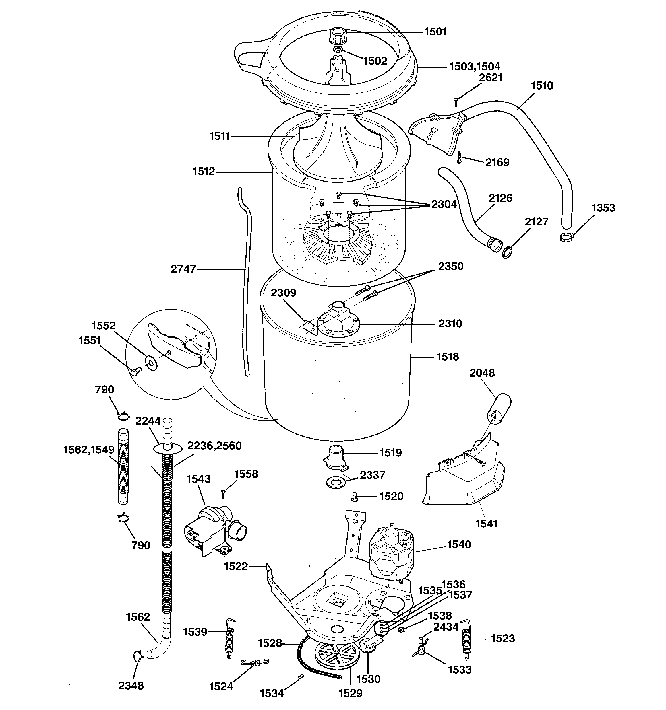 Washer motor & tub