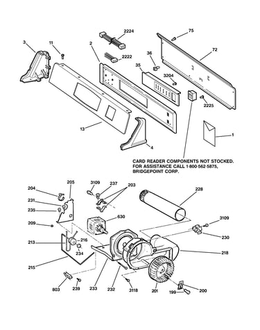 Backsplash, blower & motor assembly