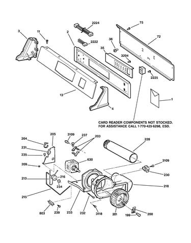 Backsplash, blower & motor assembly
