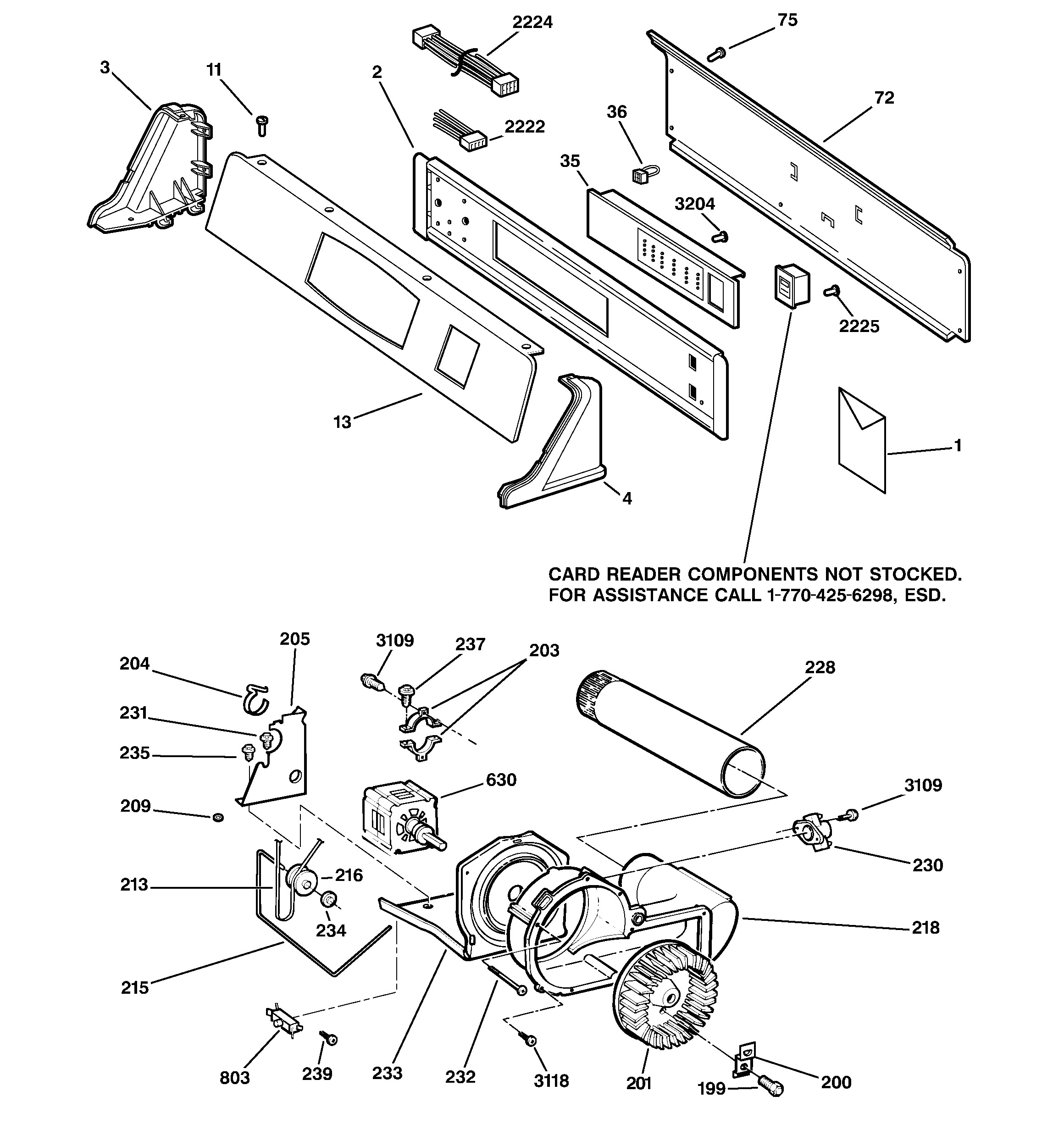 Backsplash, blower & motor assembly