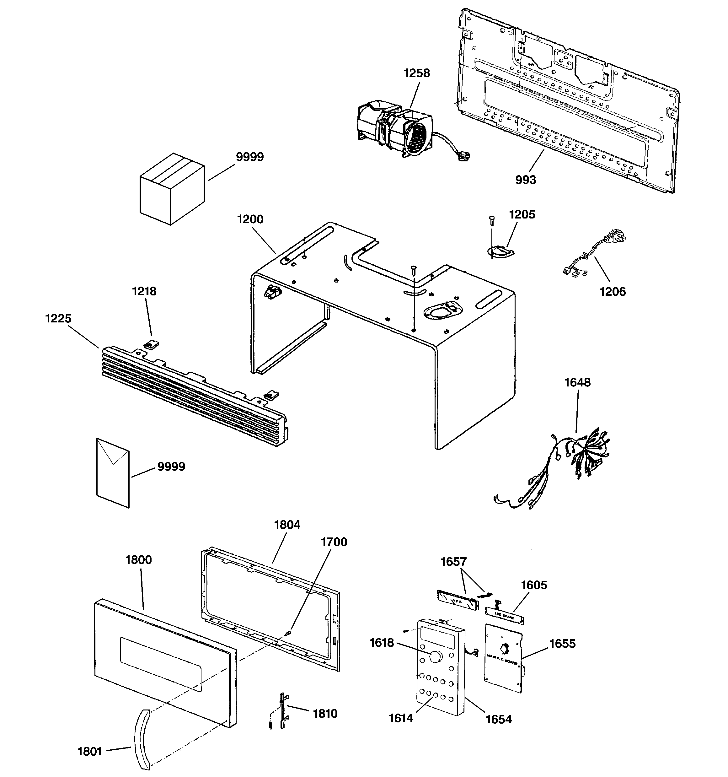 Door, controls, grille & case
