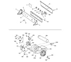GE DPXR483GA2WW backsplash, blower & motor assembly diagram