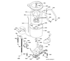 GE WSM2700WBWCC washer tub, hoses & motor diagram