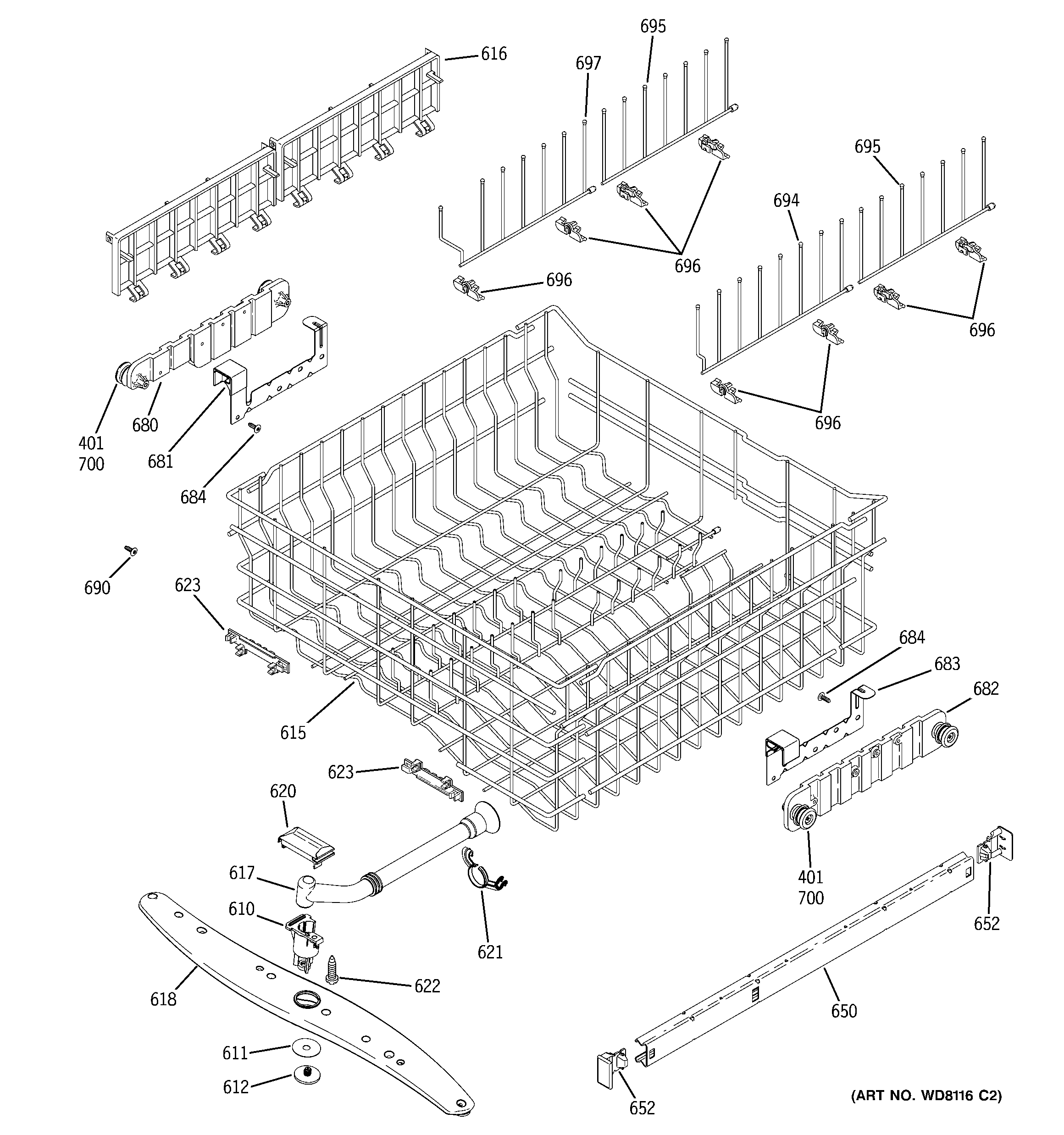 Upper rack assembly